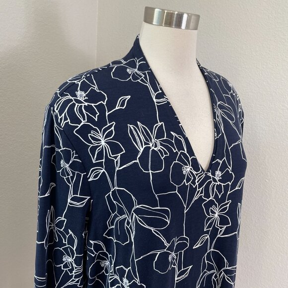 Chicos Womens Plus XXL Touch of Cool Floral 3/4 Sleeve Tee V Neck Shirt Stretch - Picture 2 of 12